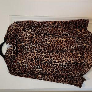 leopard button up pocket shirt